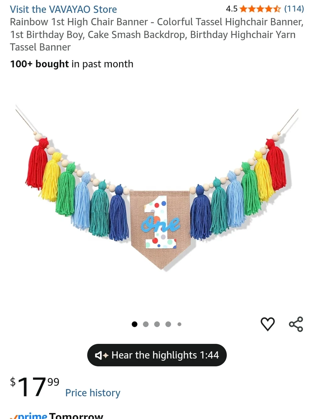 Rainbow 1st Birthday Banner